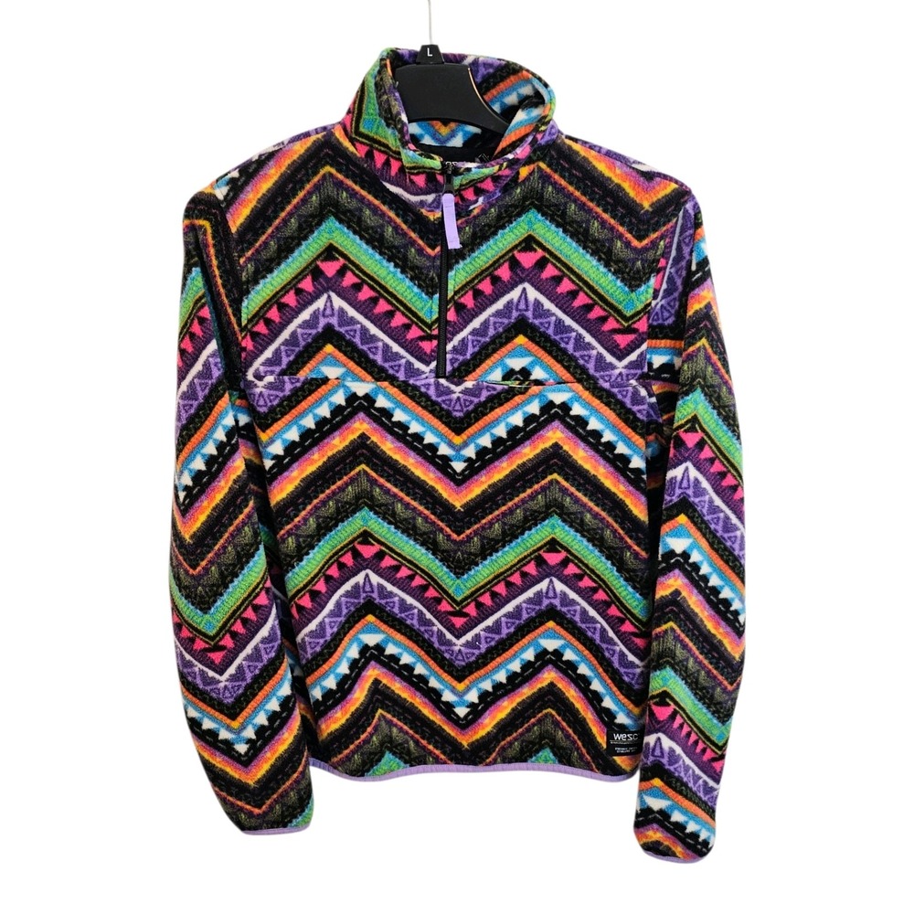 WESC‎ Mitch Rainbow ZigZag Unisex Fleece Pullover Sweatshirt Men's M Women's L